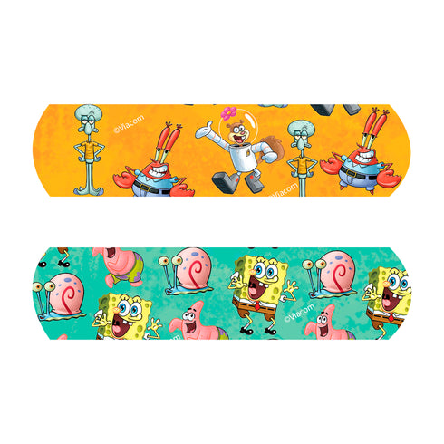 SpongeBob Squarepants™ Adhesive Bandages 3/4" x 3" SpongeBob, Patrick, Squidward, Mr. Krabs and Sandy Cheeks 100pcs/Box